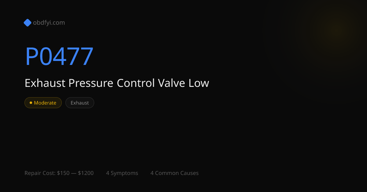 P0477: Exhaust Pressure Control Valve Low | OBD Codes